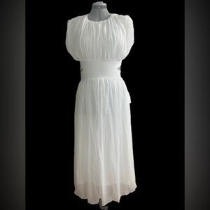 NWT, Zara, long gauzy white, cut-out waist dress sz xs